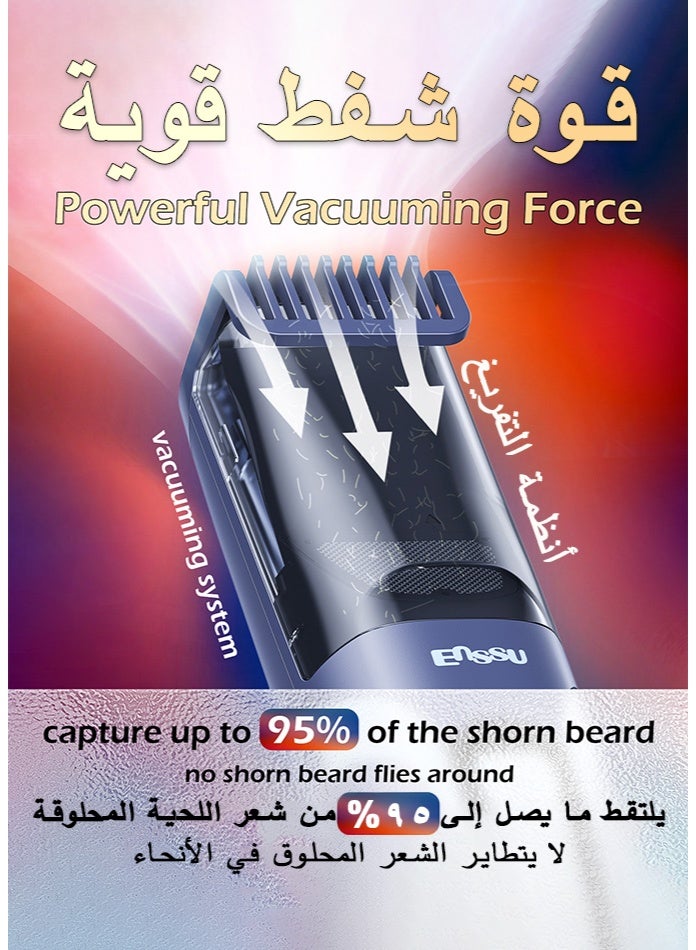 Enssu Vacuum Beard Trimmer for Men | Cordless Hair & Beard Trimmer with Vacuum | LCD Battery Display | IPX7 Waterproof | Adjustable 1–20mm Comb | Type-C Rechargeable Grooming Trimmer - Image 4